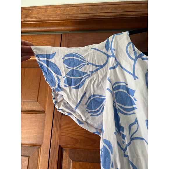 Lane Bryant Womens Flutter-Sleeve Tie-Back Floral Linen Blend Midi Dress Size 24 - Picture 6 of 14